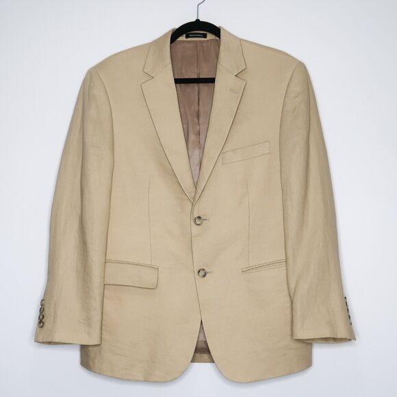 Pronto Uomo Platinum Mens Blazer Size 40S Linen Tan‎ 2 Button NWT - Picture 1 of 15